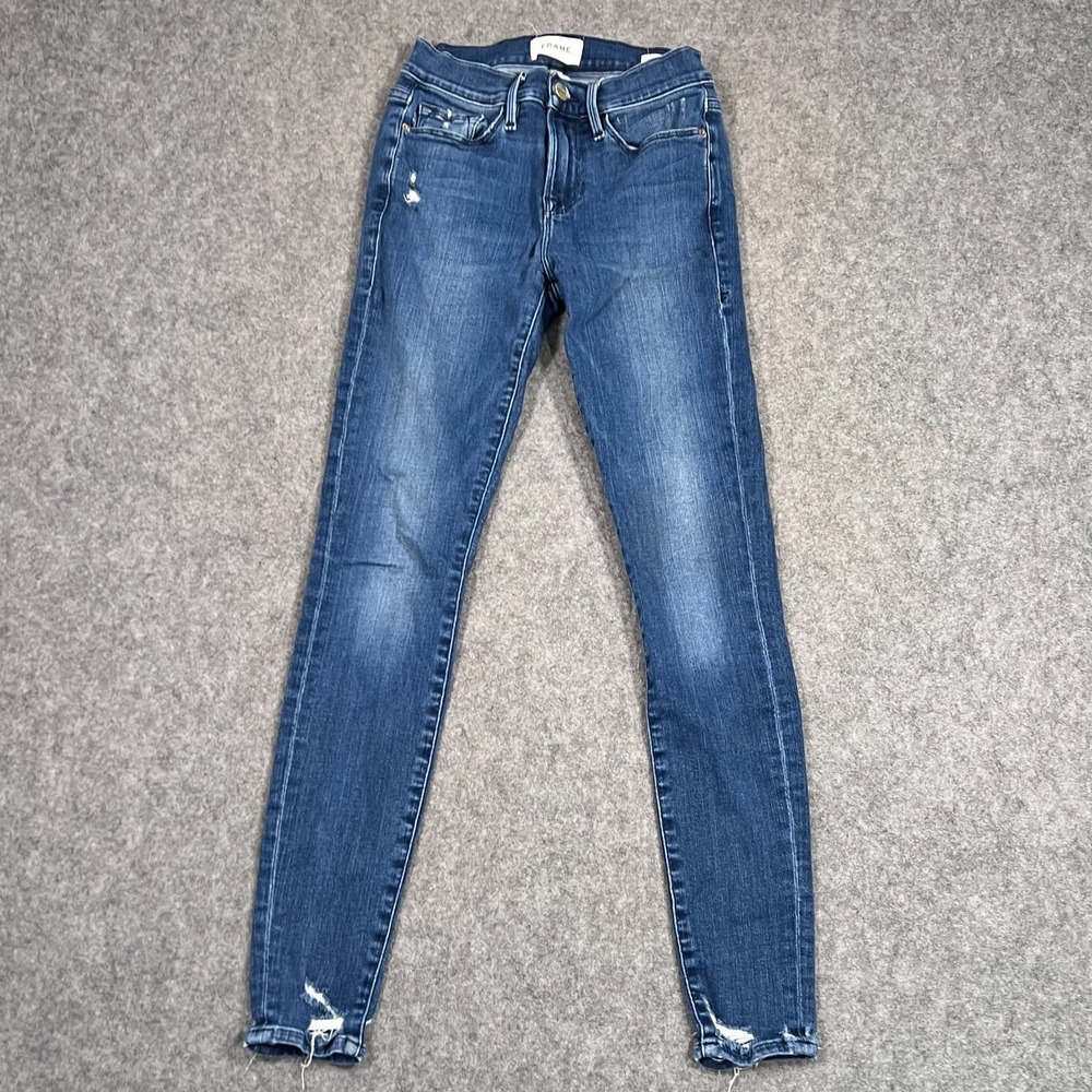 FRAME Edgewater Chew Blue Denim Le Skinny De Jeanne Jeans Women's Size 25